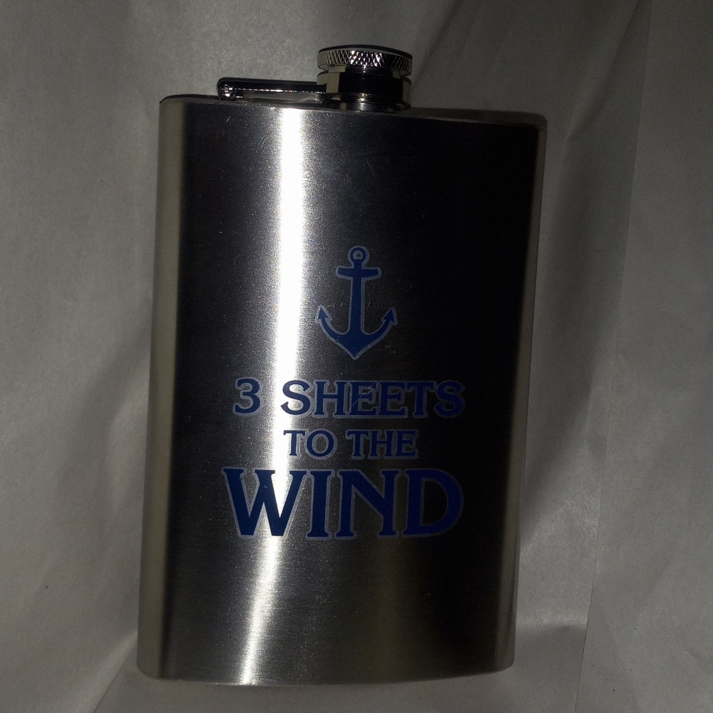 "3 Sheets to the Wind" 8oz Stainless Steel Flask
